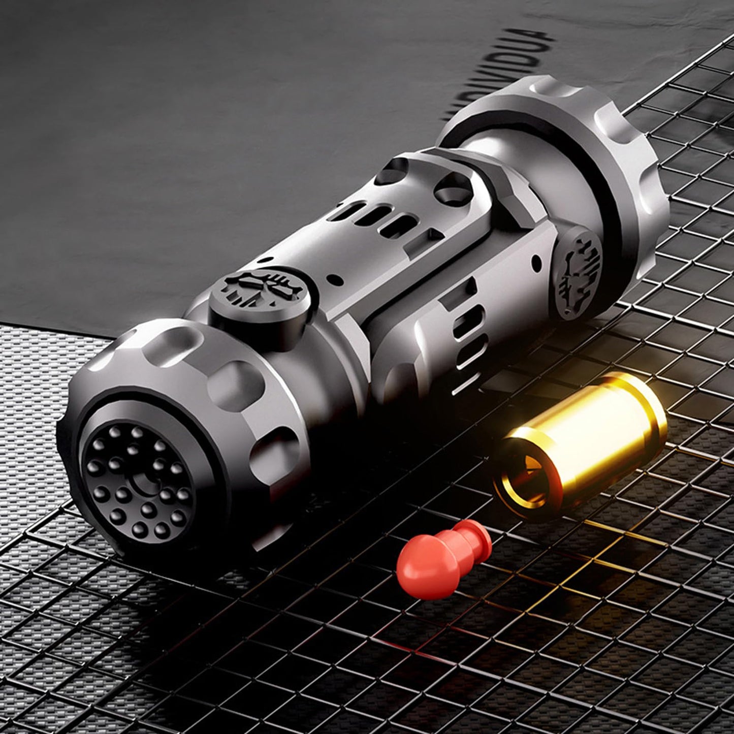 Tungsten Steel Fidget Gun Toy | Textured Spinner, Silent Click, Gyro Rotation for Adults