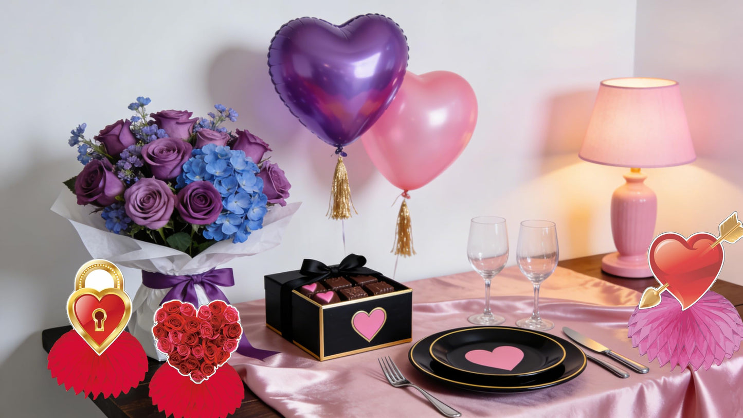 TUOCYERD Pack of 9 Valentine’s Honeycomb Centerpieces – Double-Sided 3D Hearts, Roses, XOXO & Love