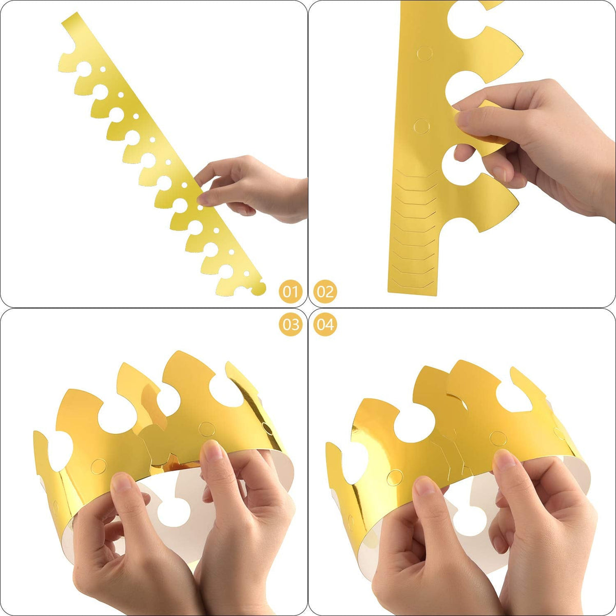 TUPARKA 30 Pcs Gold Foil Paper Crown Hats | Adjustable Party Crowns for Kids & Adults