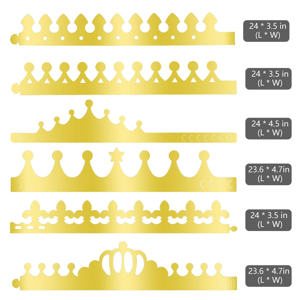 TUPARKA 30 Pcs Gold Foil Paper Crown Hats | Adjustable Party Crowns for Kids & Adults