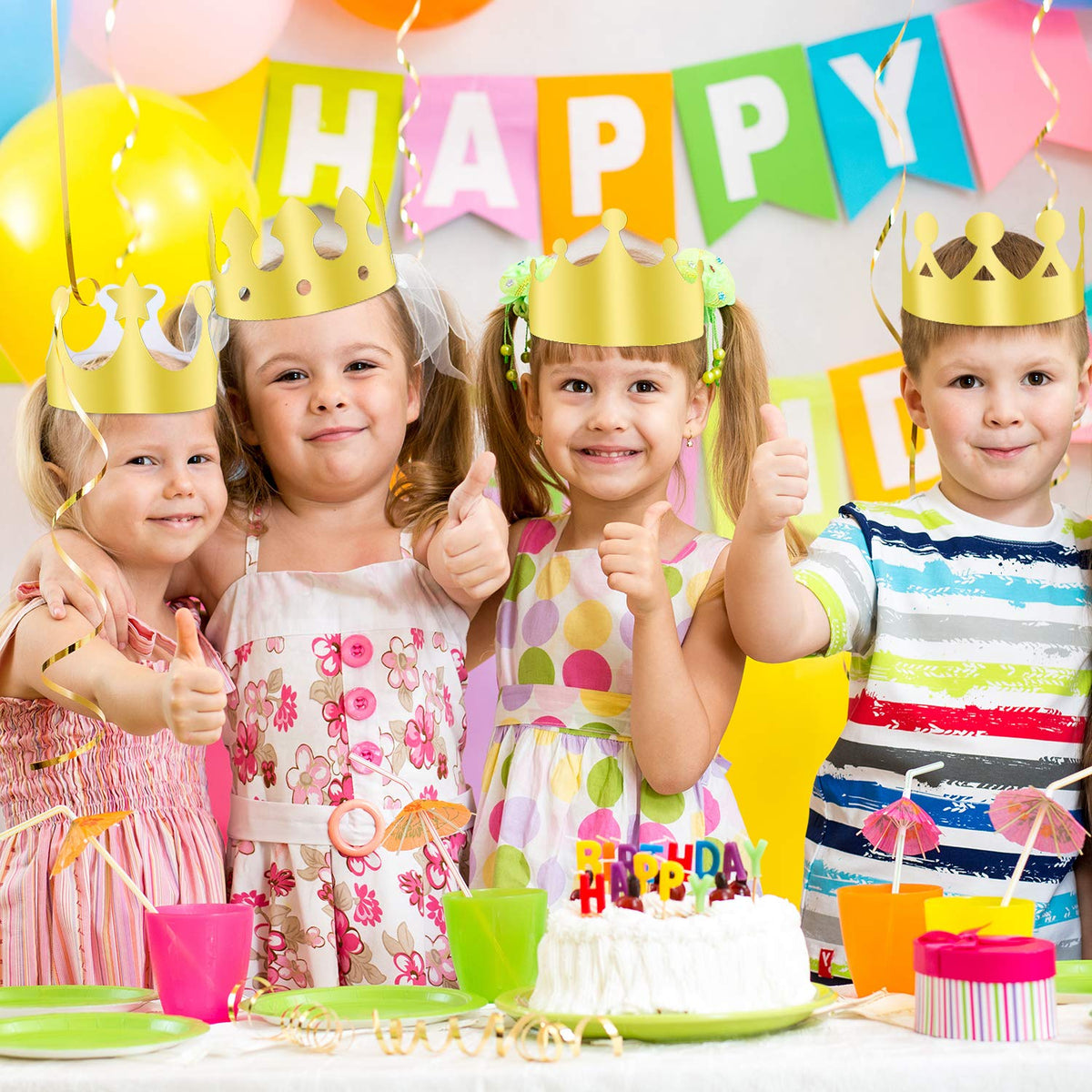 TUPARKA 30 Pcs Gold Foil Paper Crown Hats | Adjustable Party Crowns for Kids & Adults