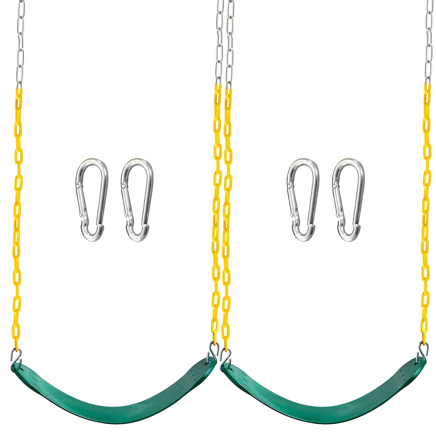 TURFEE 2 Pack Green Swing Seats with 66-inch Chains – Heavy Duty Swing Set Replacement