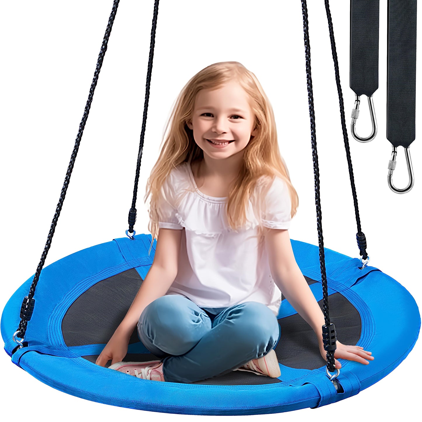 TURFEE 40-Inch Saucer Tree Swing – 900 lb Capacity, Waterproof Blue Seat
