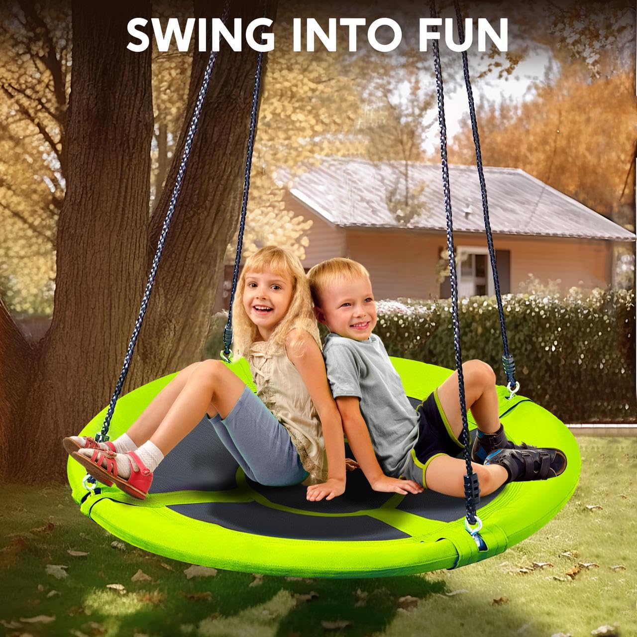 TURFEE 40-Inch Saucer Swing for Tree with 900Lb Capacity, Straps & Carabiners