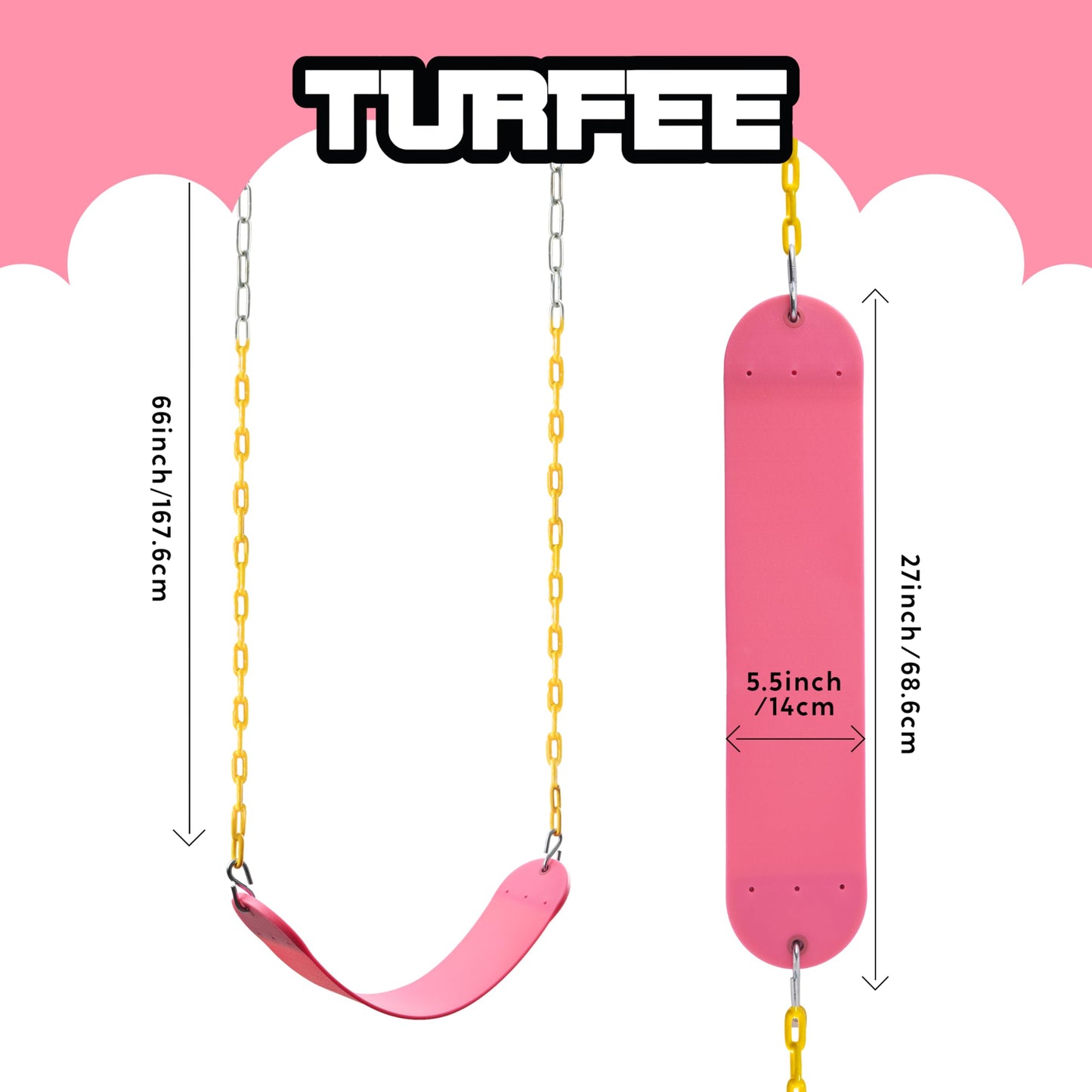 TURFEE Pink SwingSeat Replacement Kit – Heavy-Duty Chains & Easy Install