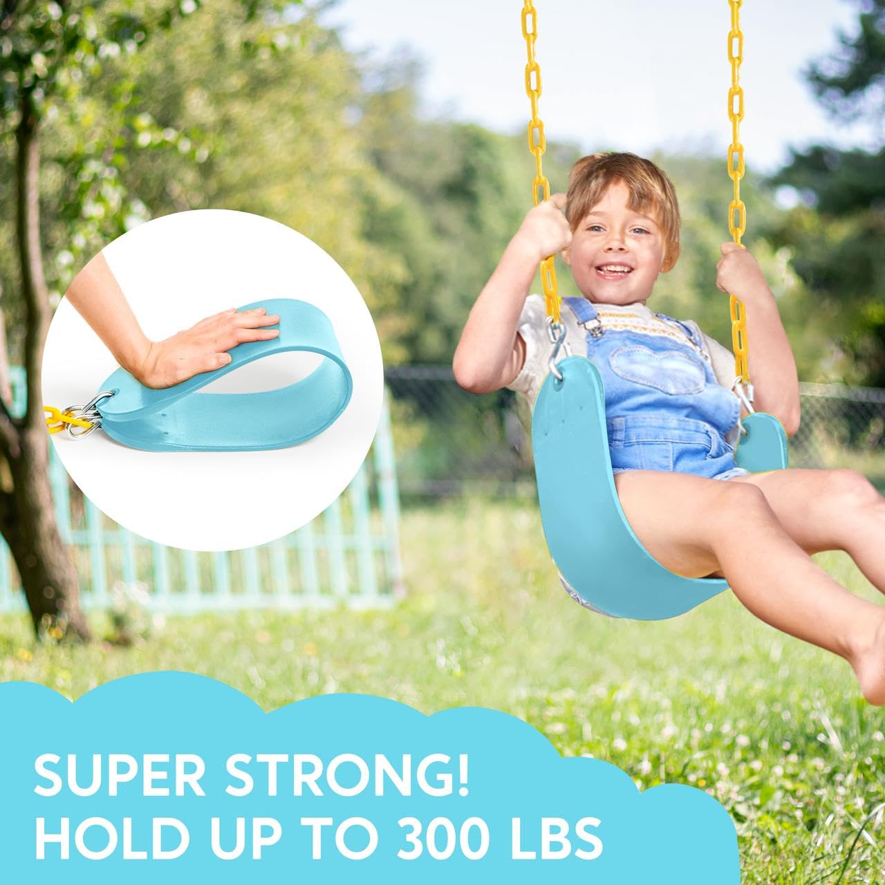 TURFEE Swing for Outdoor Swing Set — Heavy-Duty Chain Replacement Kit (Blue 2) | Backyard Playground Accessories