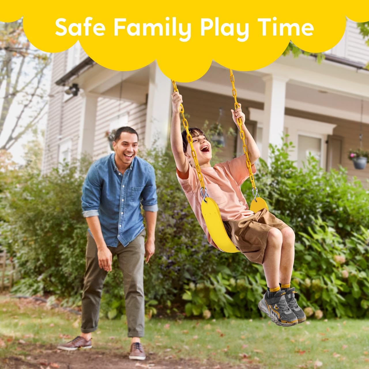 TURFEE Swing for Outdoor Swing Set – Heavy-Duty 66-inch Chains – Yellow