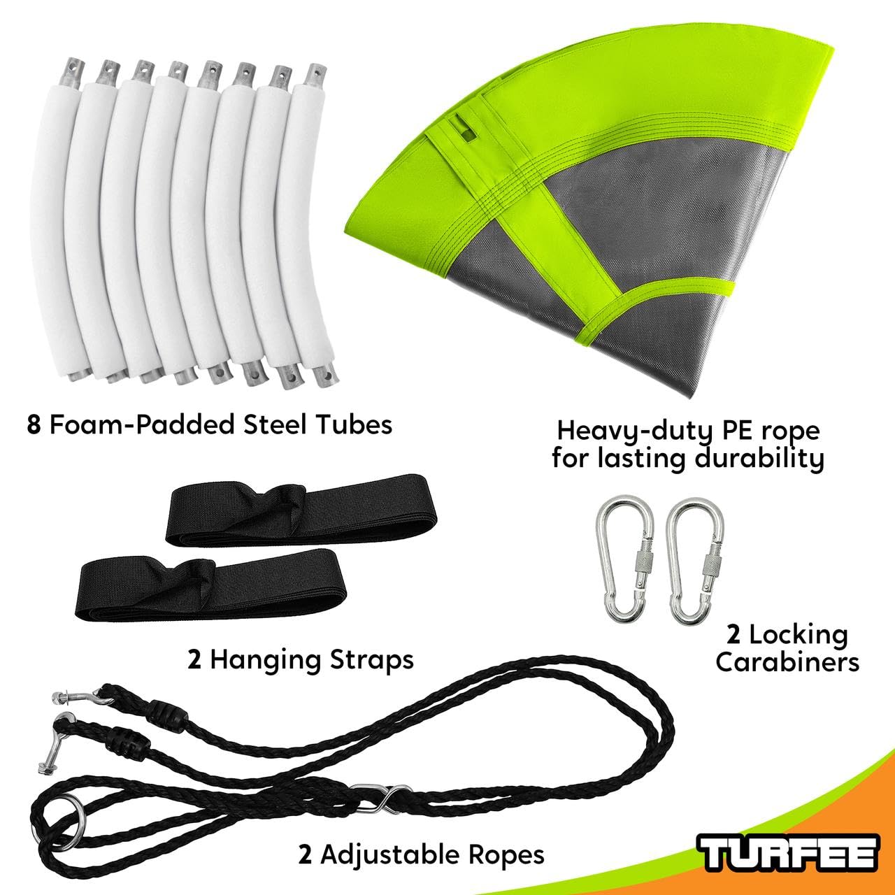 TURFEE 40-Inch Saucer Swing for Tree with 900Lb Capacity, Straps & Carabiners
