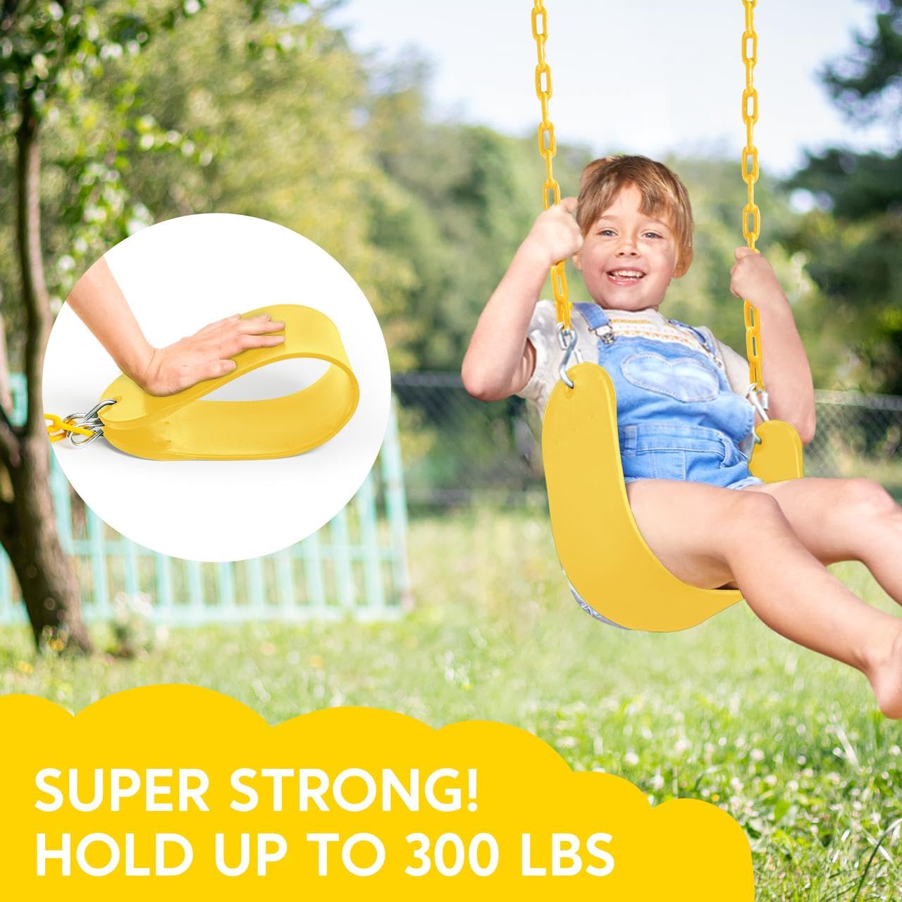 TURFEE Swing for Outdoor Swing Set – Heavy-Duty 66-inch Chains – Yellow