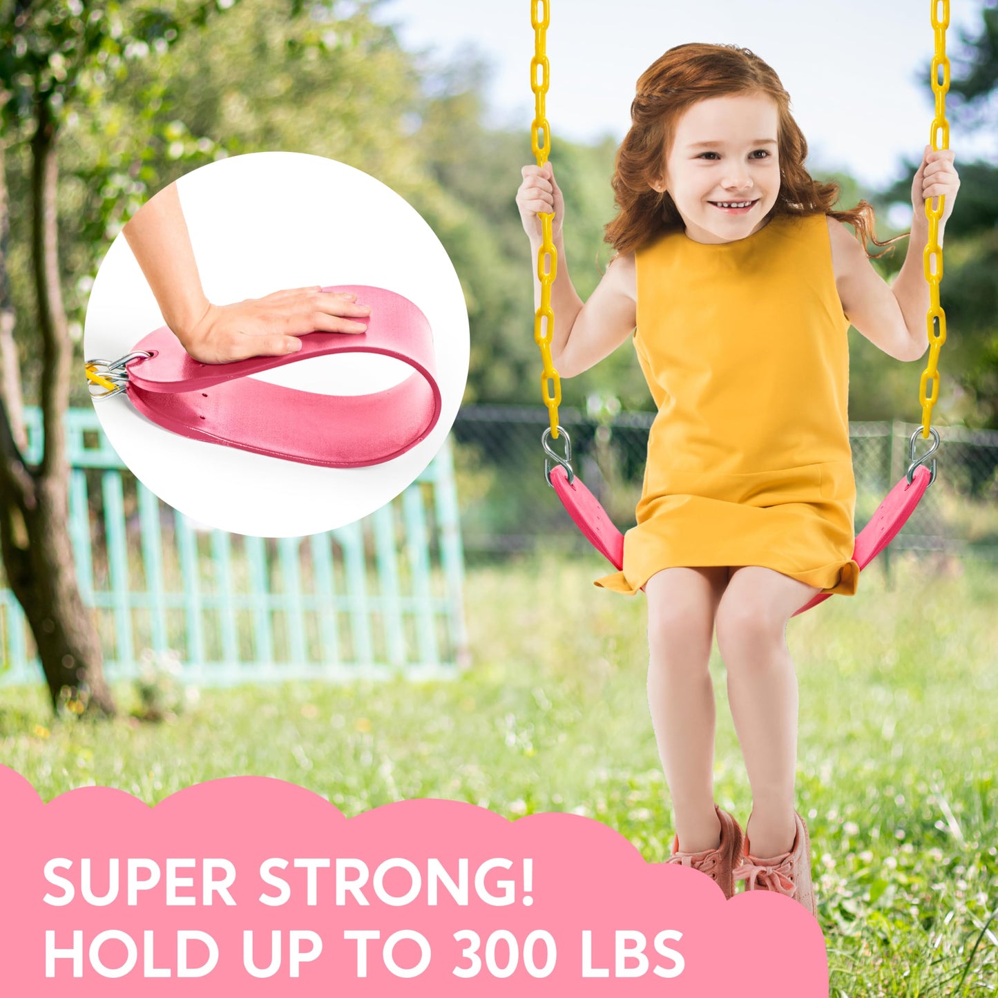 TURFEE Pink SwingSeat Replacement Kit – Heavy-Duty Chains & Easy Install