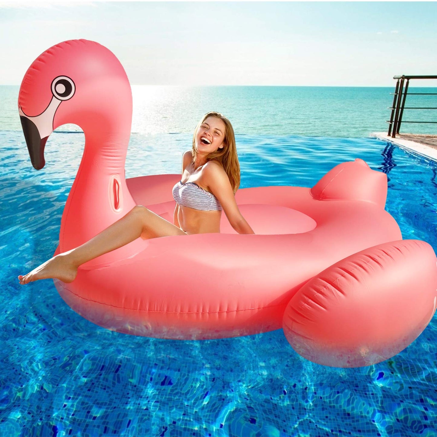 TURNMEON 102-Inch Giant Flamingo Pool Float — Large Inflatable Lounge for Adults