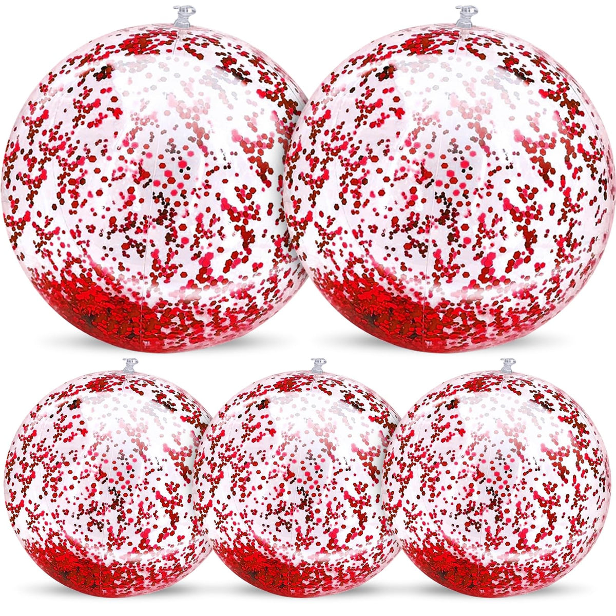 TURNMEON 5 Pack Sequins Beach Balls – Jumbo 24 Inch and 16 Inch Glitter Inflatable Pool Toys