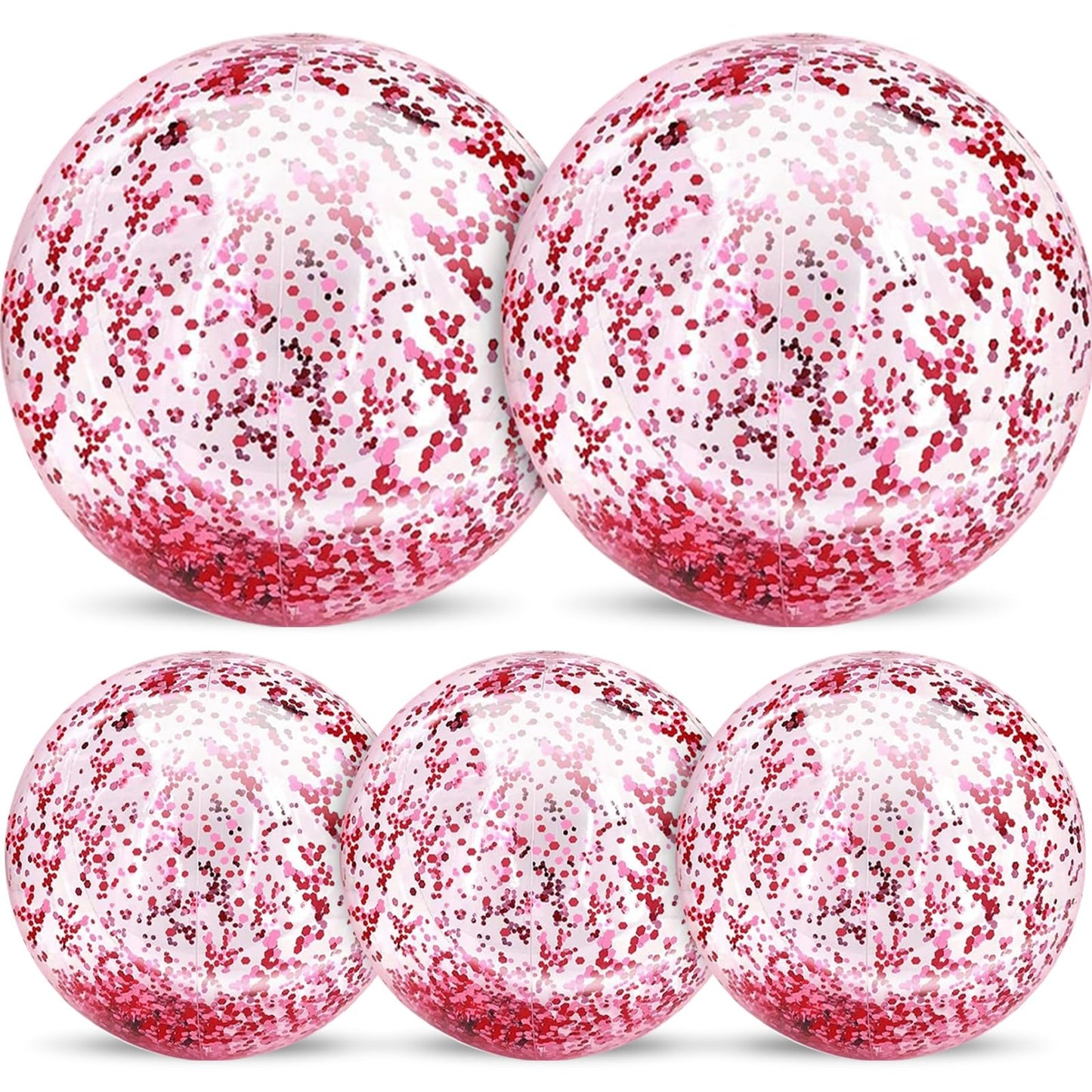 TURNMEON 5-Piece Glitter Beach Balls – 24in & 16in Pool Toys for Summer