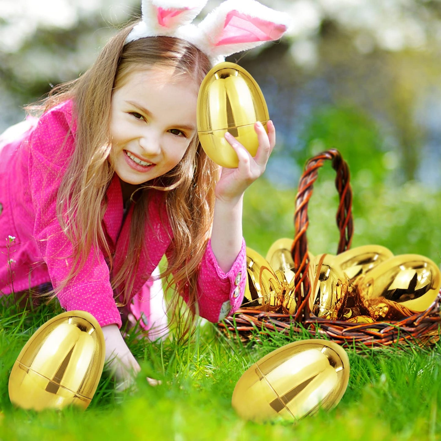 TURNMEON 12 Pack 6-Inch Golden Fillable Easter Eggs | Jumbo Plastic Eggs for Treats, Hunts & Gifts