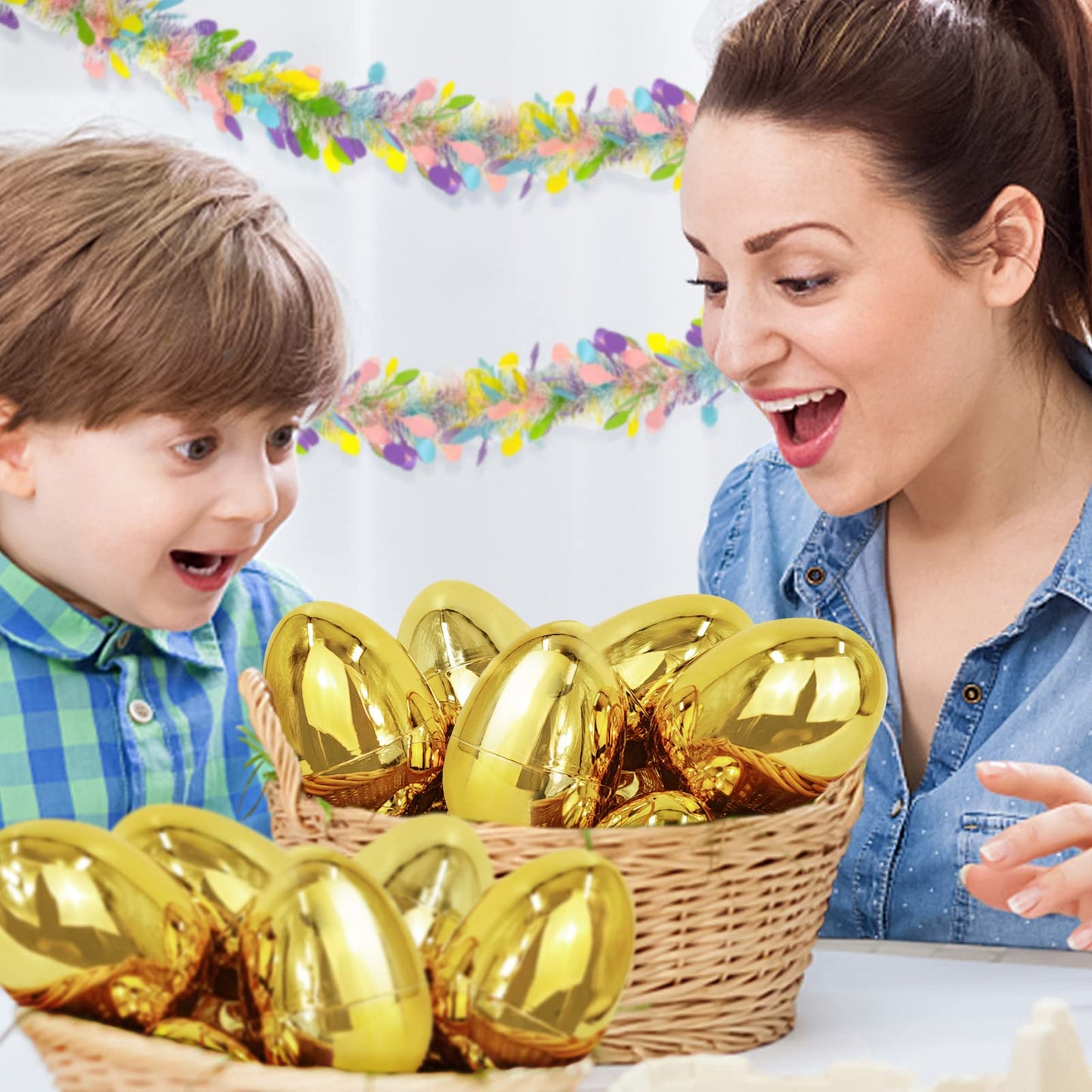 TURNMEON 12 Pack 6-Inch Golden Fillable Easter Eggs | Jumbo Plastic Eggs for Treats, Hunts & Gifts