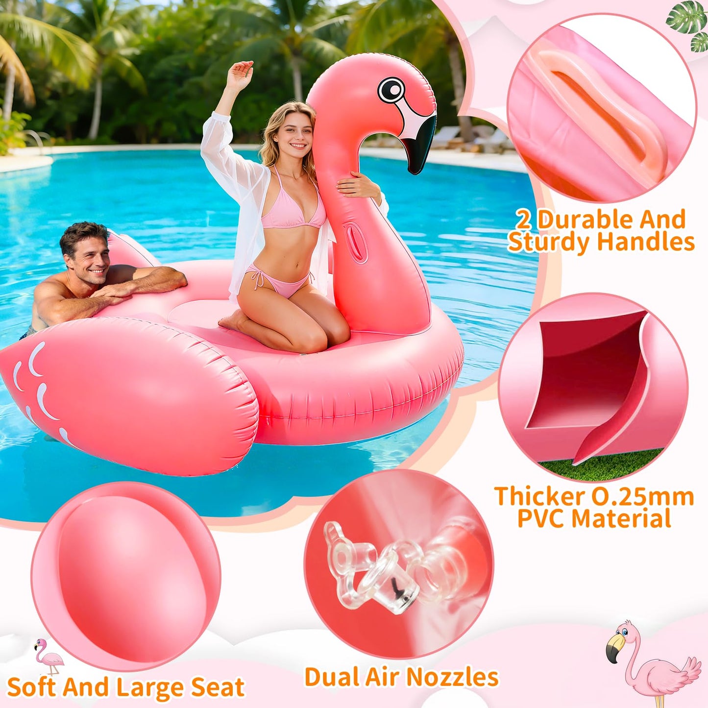 TURNMEON 102-Inch Giant Flamingo Pool Float — Large Inflatable Lounge for Adults