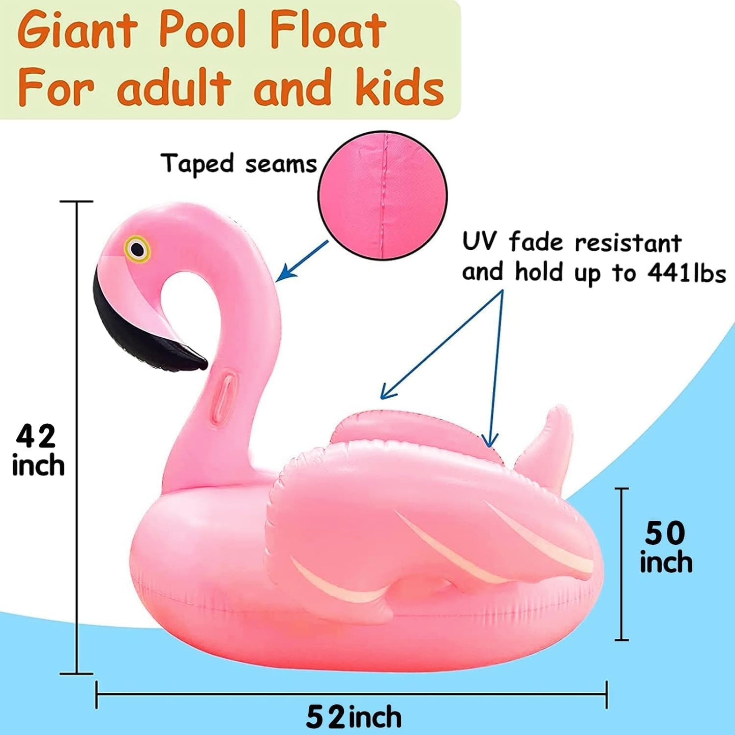 TURNMEON Giant Flamingo Pool Float – Inflatable Flamingo/Unicorn Pool Raft for Adults & Kids