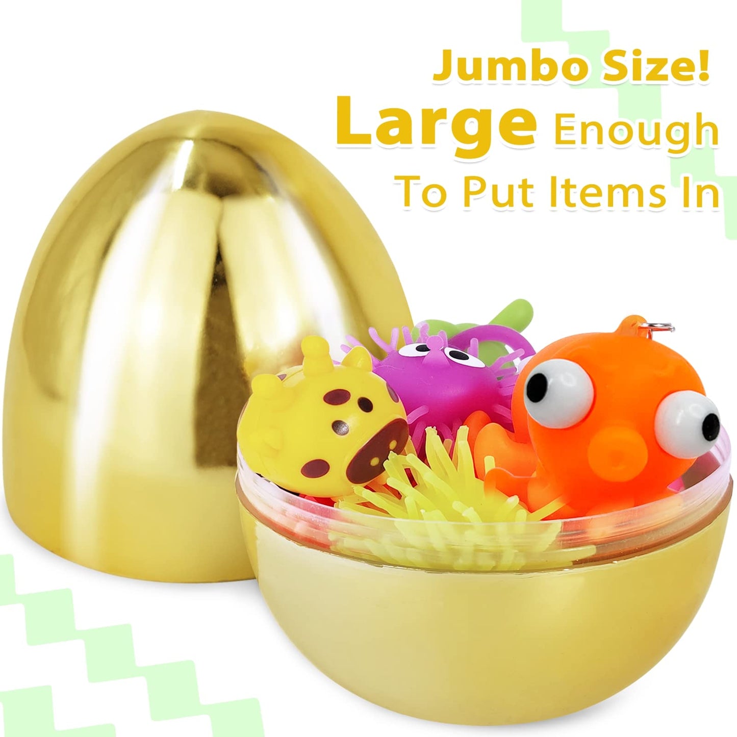 TURNMEON 12 Pack 6-Inch Golden Fillable Easter Eggs | Jumbo Plastic Eggs for Treats, Hunts & Gifts