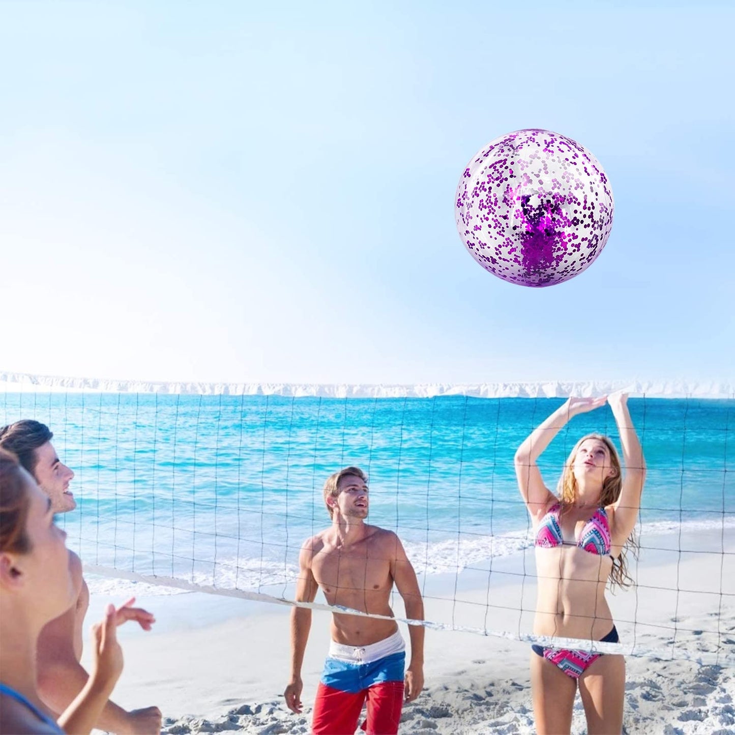 TURNMEON 12 Pack Glitter Beach Balls 16-Inch | Inflatable Pool & Beach Toys Bulk