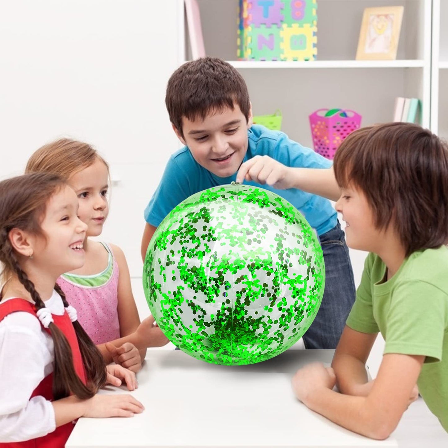 TURNMEON 12 Pack Glitter Beach Balls 16-Inch | Inflatable Pool & Beach Toys Bulk