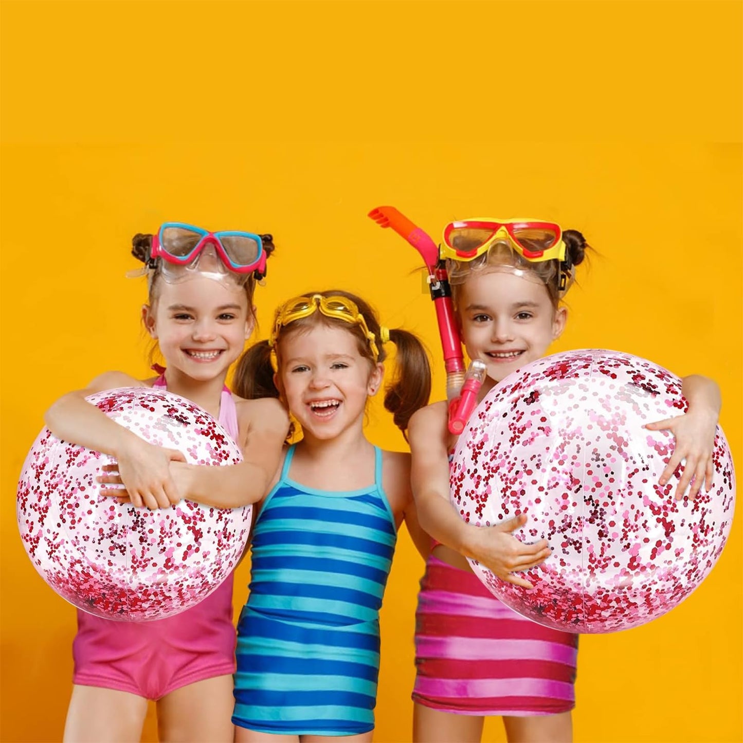 TURNMEON 5-Piece Glitter Beach Balls – 24in & 16in Pool Toys for Summer