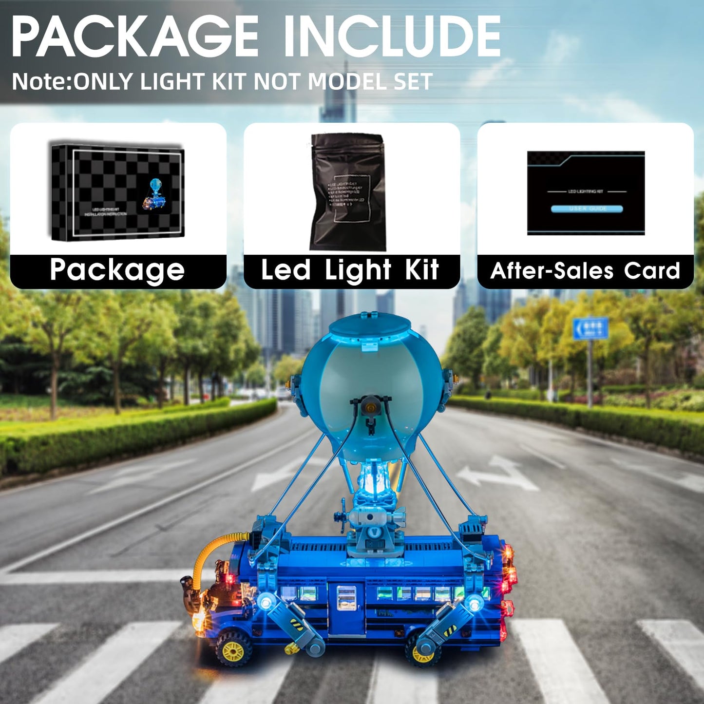 Tusedna LED Light Kit for LEGO Fortnite Battle Bus 77073 – USB/Battery Power, Easy Install