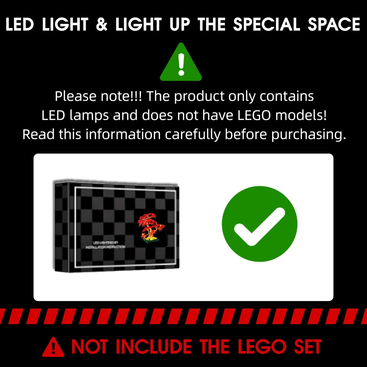 Tusedna LED Light Kit for Lego 10348 Japanese Red-Maple Bonsai Tree — USB or Battery Powered
