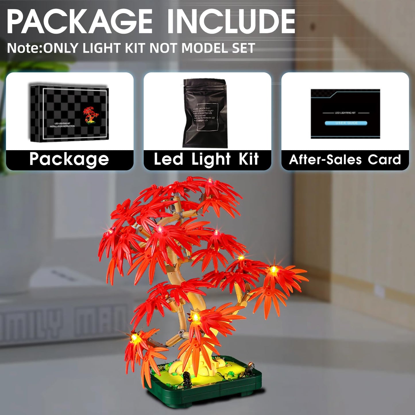 Tusedna LED Light Kit for Lego 10348 Japanese Red-Maple Bonsai Tree — USB or Battery Powered
