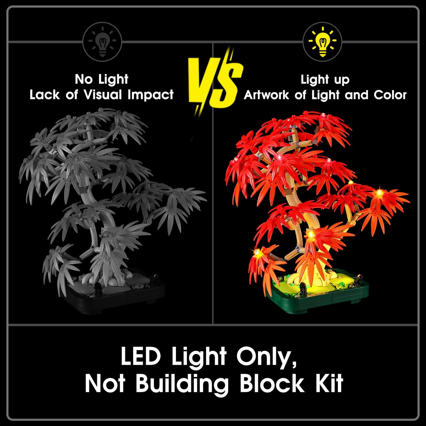 Tusedna LED Light Kit for Lego 10348 Japanese Red-Maple Bonsai Tree — USB or Battery Powered
