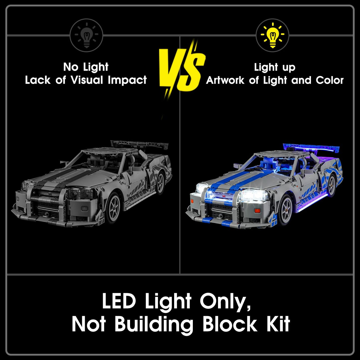 Tusedna LED Light Kit for LEGO 42210 Nissan Skyline GT-R (R34)