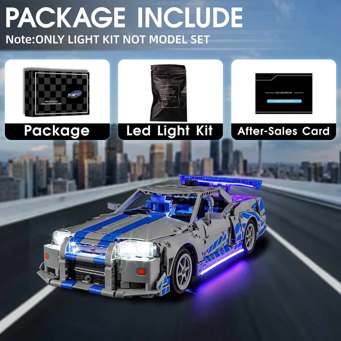 Tusedna LED Light Kit for LEGO 42210 Nissan Skyline GT-R (R34)