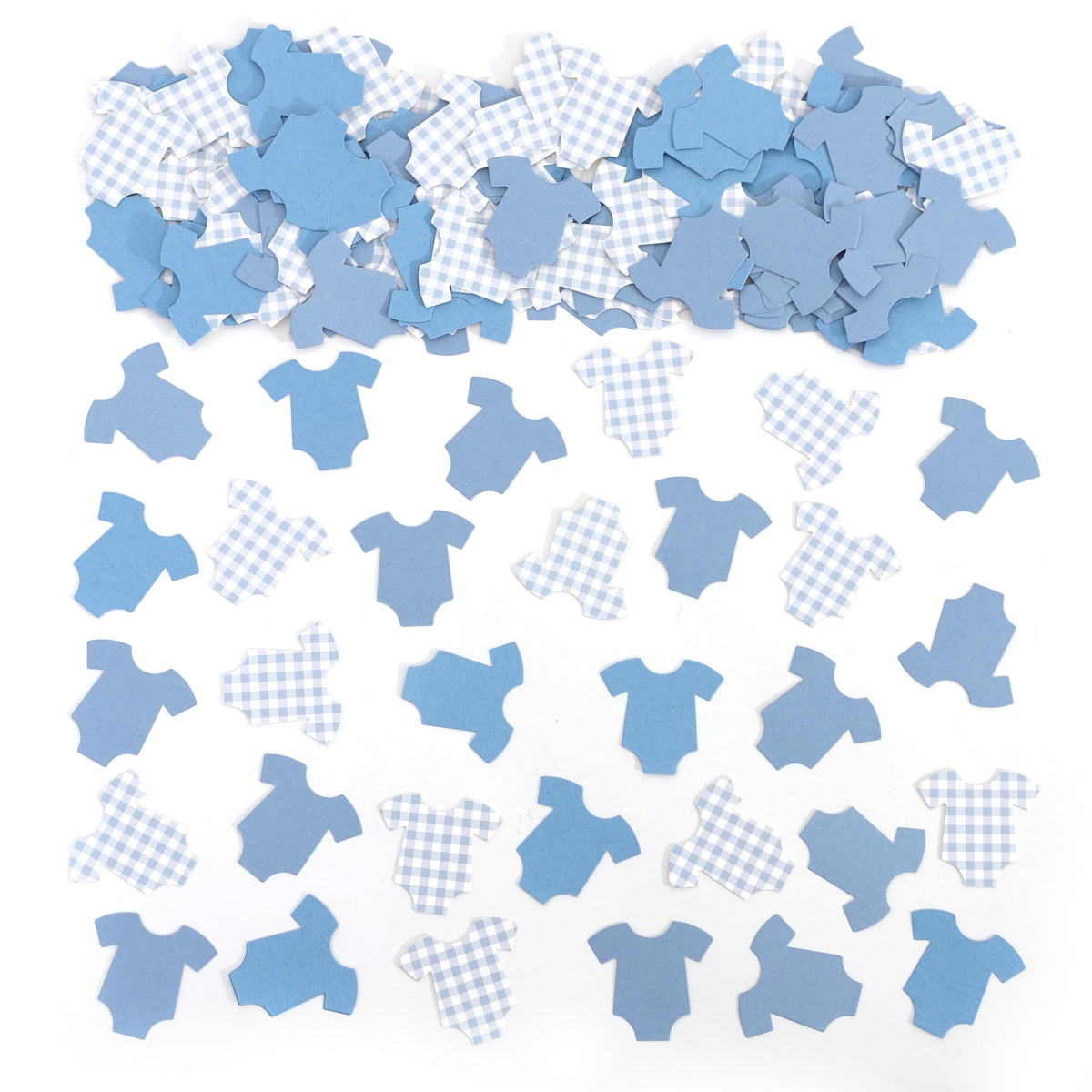 Tutotu Blue Bodysuit Confetti – Blue Gingham Baby Shower Decor & Onsie Theme