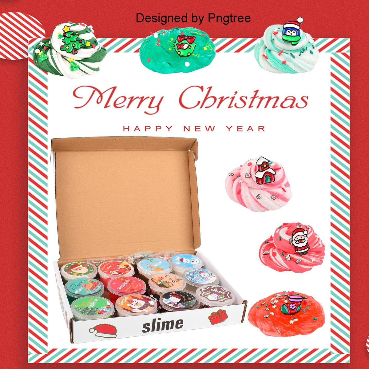tuupowana 2025 12-pack mini Christmas slime set – butter, cloud & jelly crystal slimes