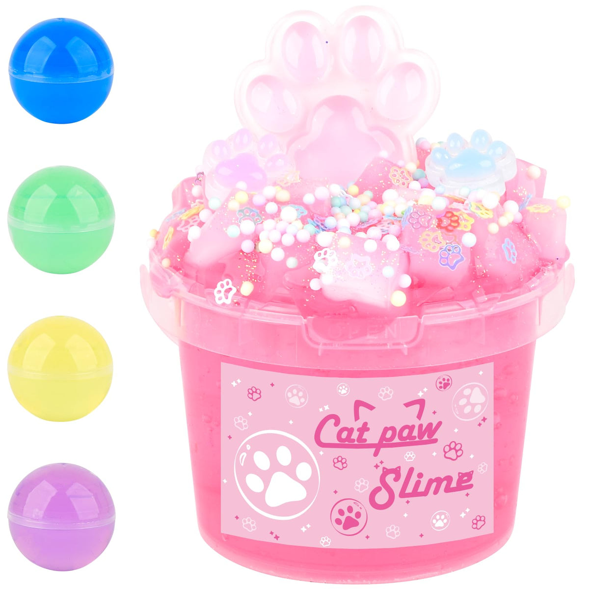 Tuupowana Pink Jelly Crunchy Cat's Paw Slime 300ml — Soft, Non-Sticky Fun for Playtime