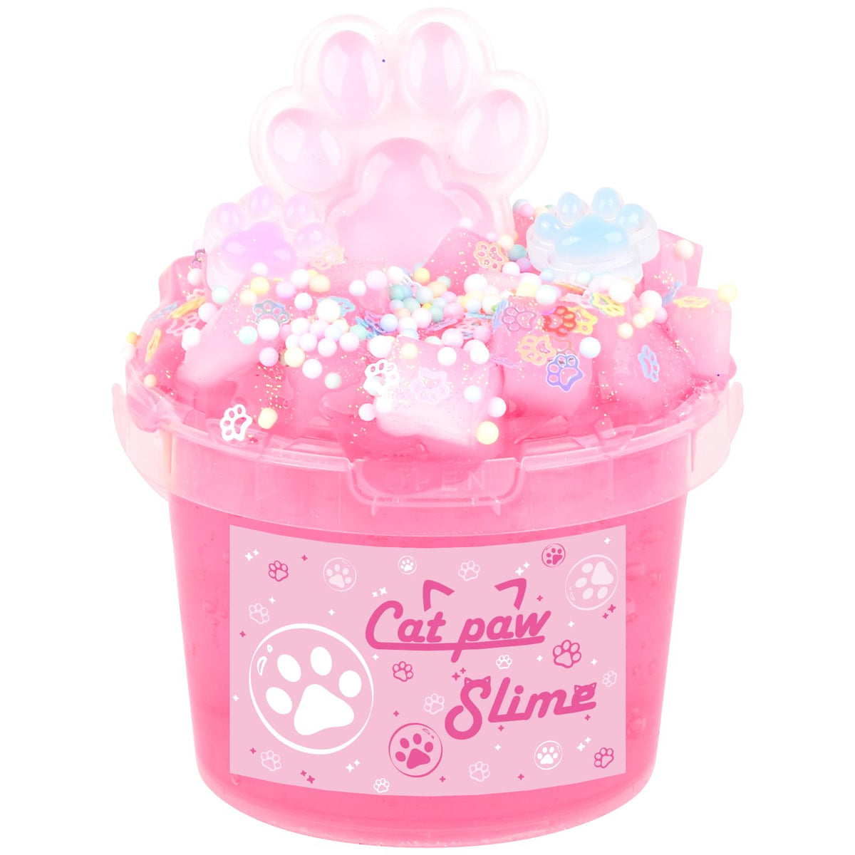 Tuupowana Pink Jelly Crunchy Cat's Paw Slime 300ml — Soft, Non-Sticky Fun for Playtime
