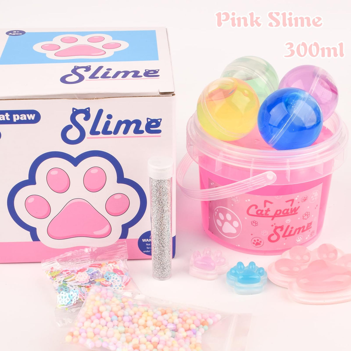 Tuupowana Pink Jelly Crunchy Cat's Paw Slime 300ml — Soft, Non-Sticky Fun for Playtime