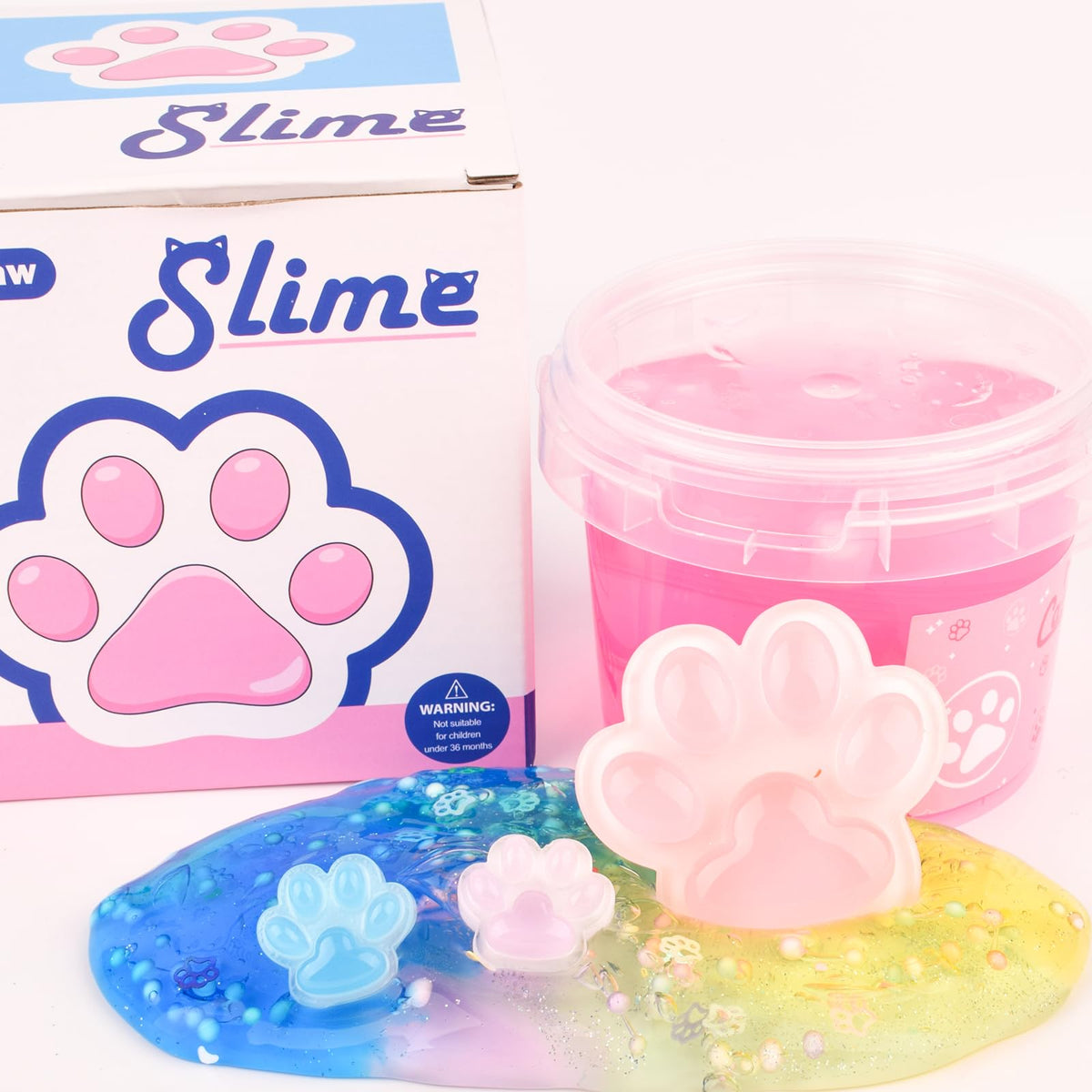 Tuupowana Pink Jelly Crunchy Cat's Paw Slime 300ml — Soft, Non-Sticky Fun for Playtime