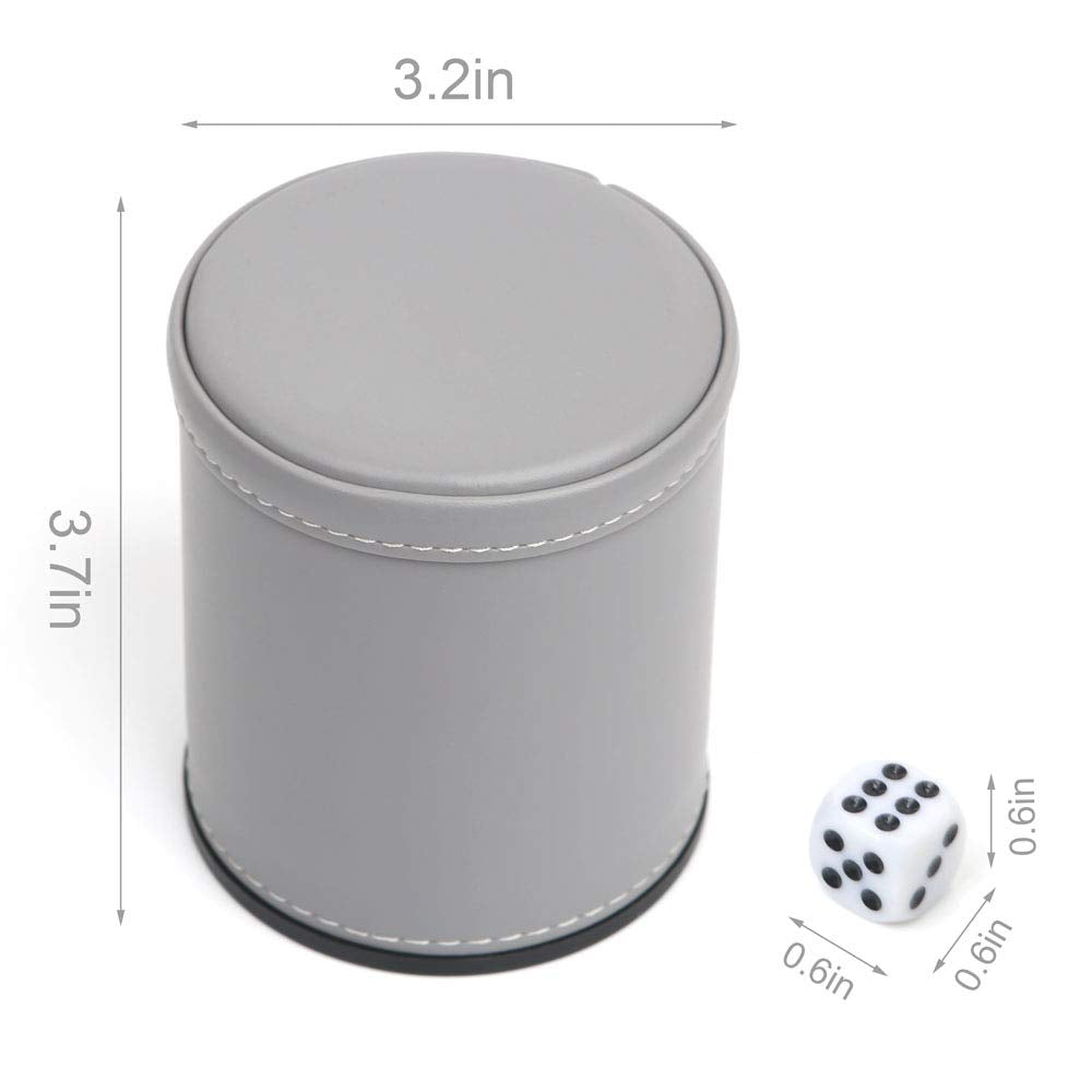 TUZAMA Felt Lined Professional Dice Cup – 6 Dice, Quiet Gray Leatherette