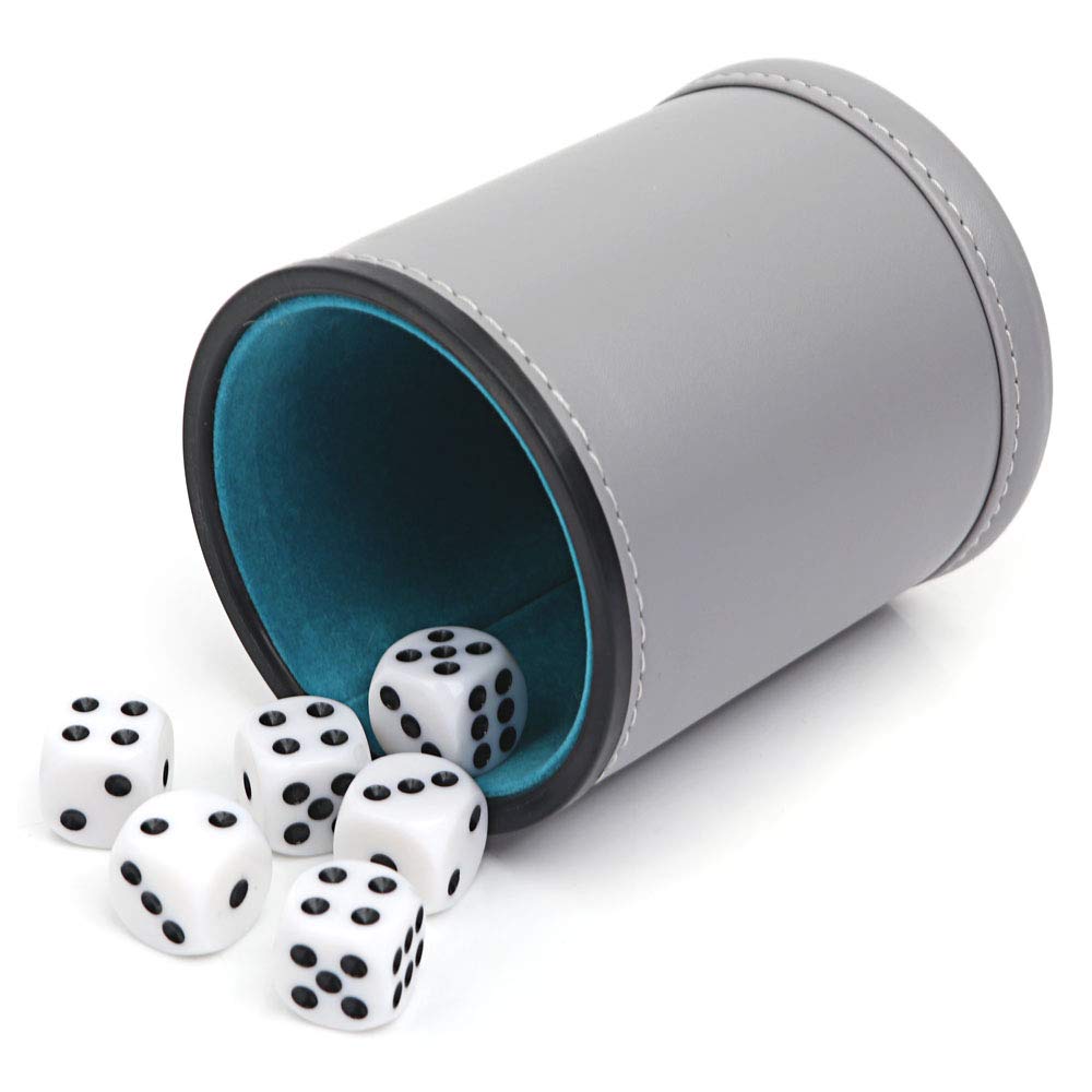 TUZAMA Felt Lined Professional Dice Cup – 6 Dice, Quiet Gray Leatherette