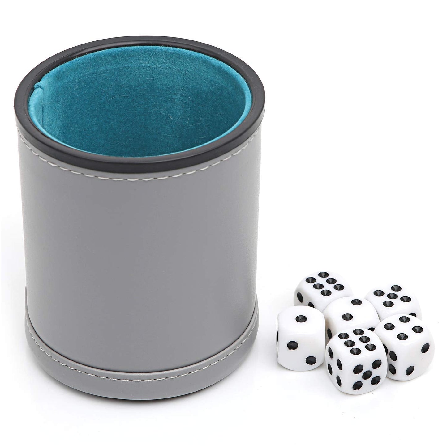 TUZAMA Felt Lined Professional Dice Cup – 6 Dice, Quiet Gray Leatherette