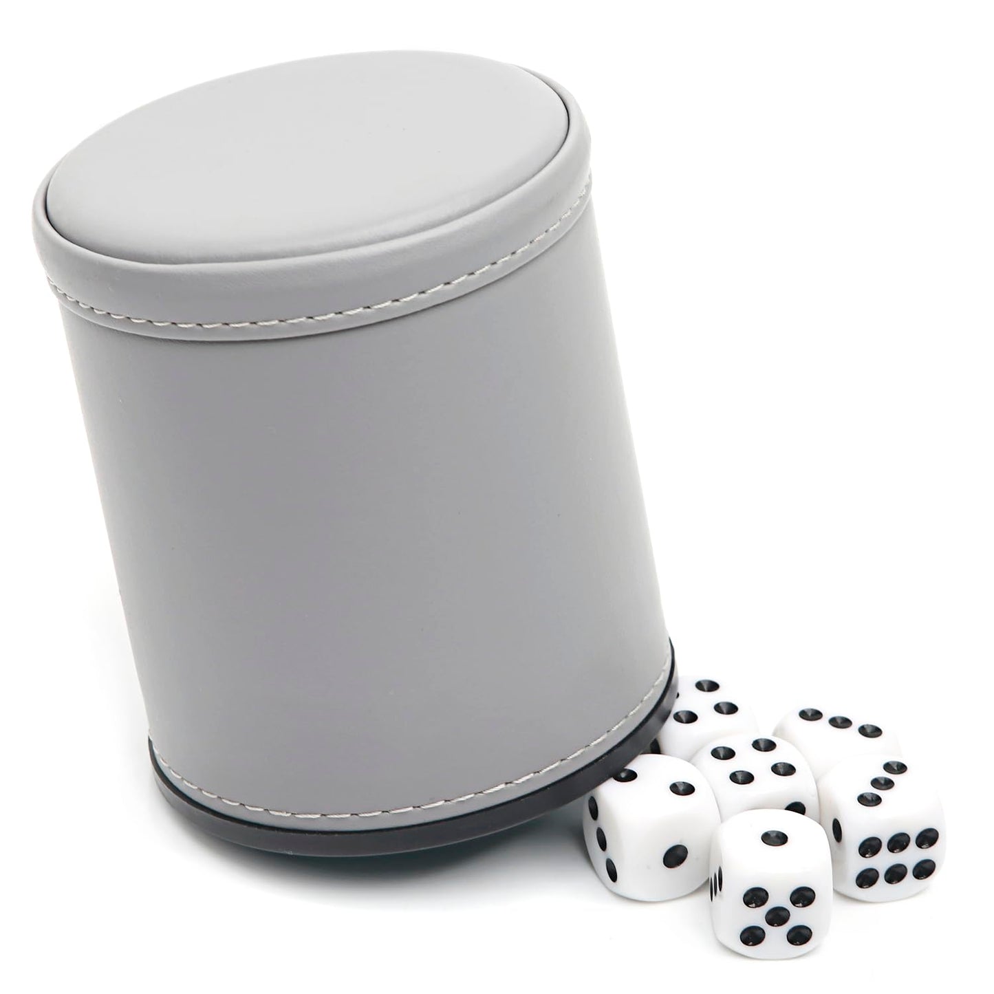 TUZAMA Felt Lined Professional Dice Cup – 6 Dice, Quiet Gray Leatherette