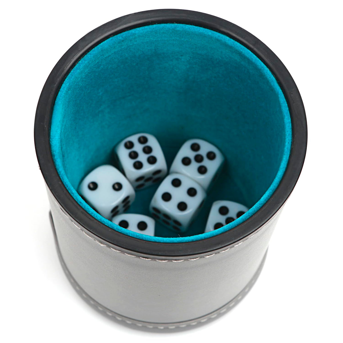 TUZAMA Felt Lined Professional Dice Cup – 6 Dice, Quiet Gray Leatherette