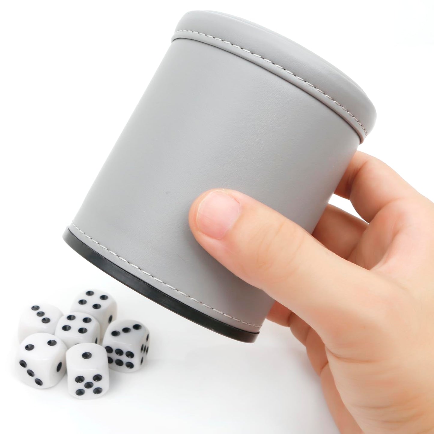 TUZAMA Felt Lined Professional Dice Cup – 6 Dice, Quiet Gray Leatherette