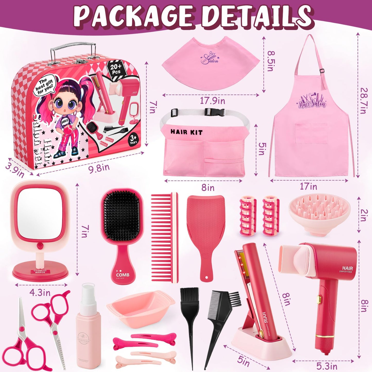 TUZT Hair Salon Toys for Girls – Deluxe Carry Case with Lights & Sounds (Ages 3–8)