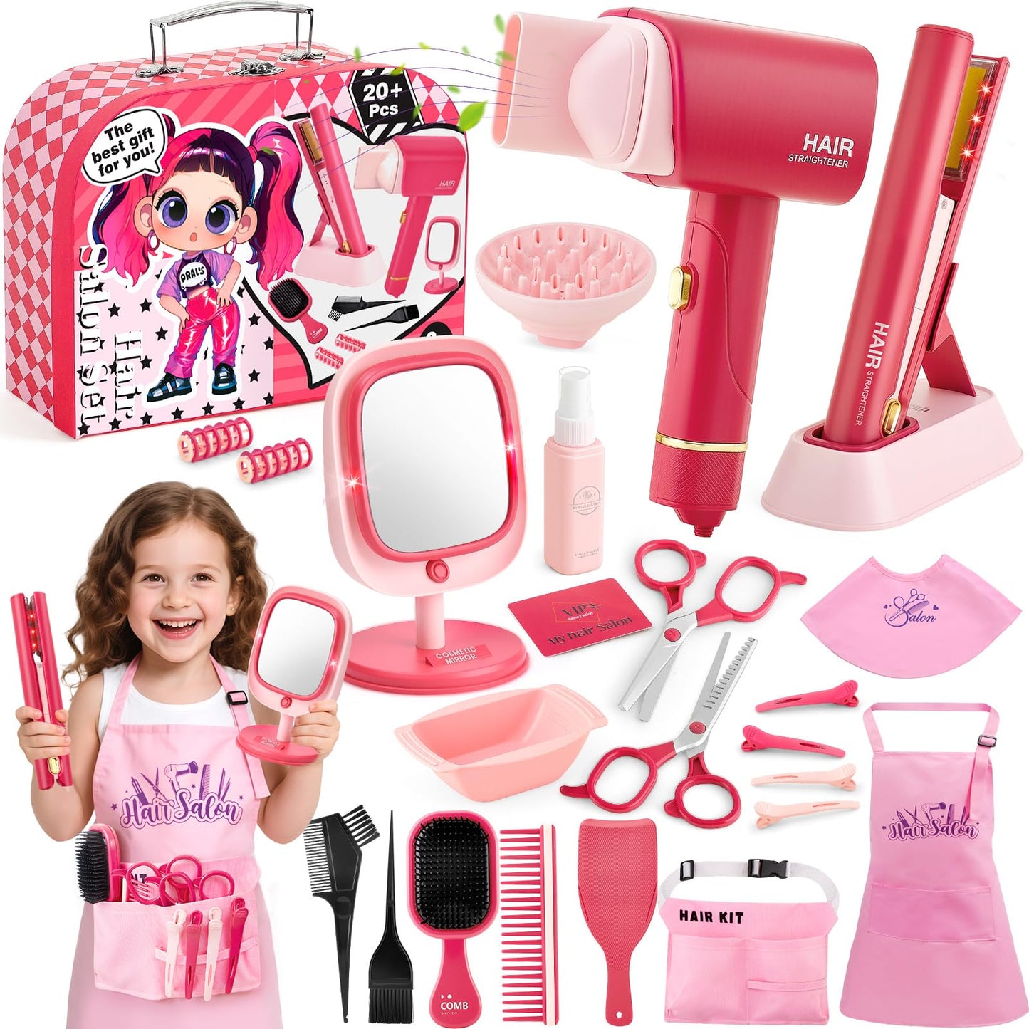 TUZT Hair Salon Toys for Girls – Deluxe Carry Case with Lights & Sounds (Ages 3–8)
