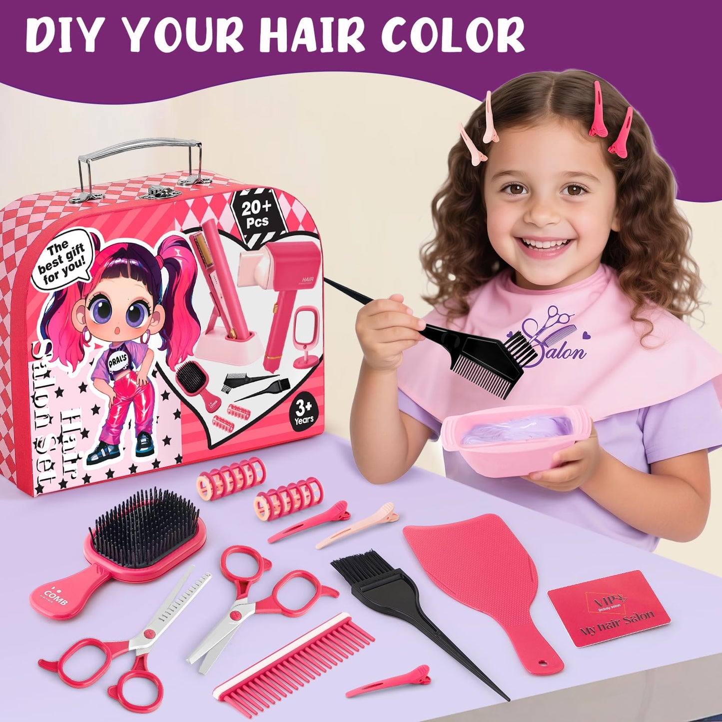 TUZT Hair Salon Toys for Girls – Deluxe Carry Case with Lights & Sounds (Ages 3–8)