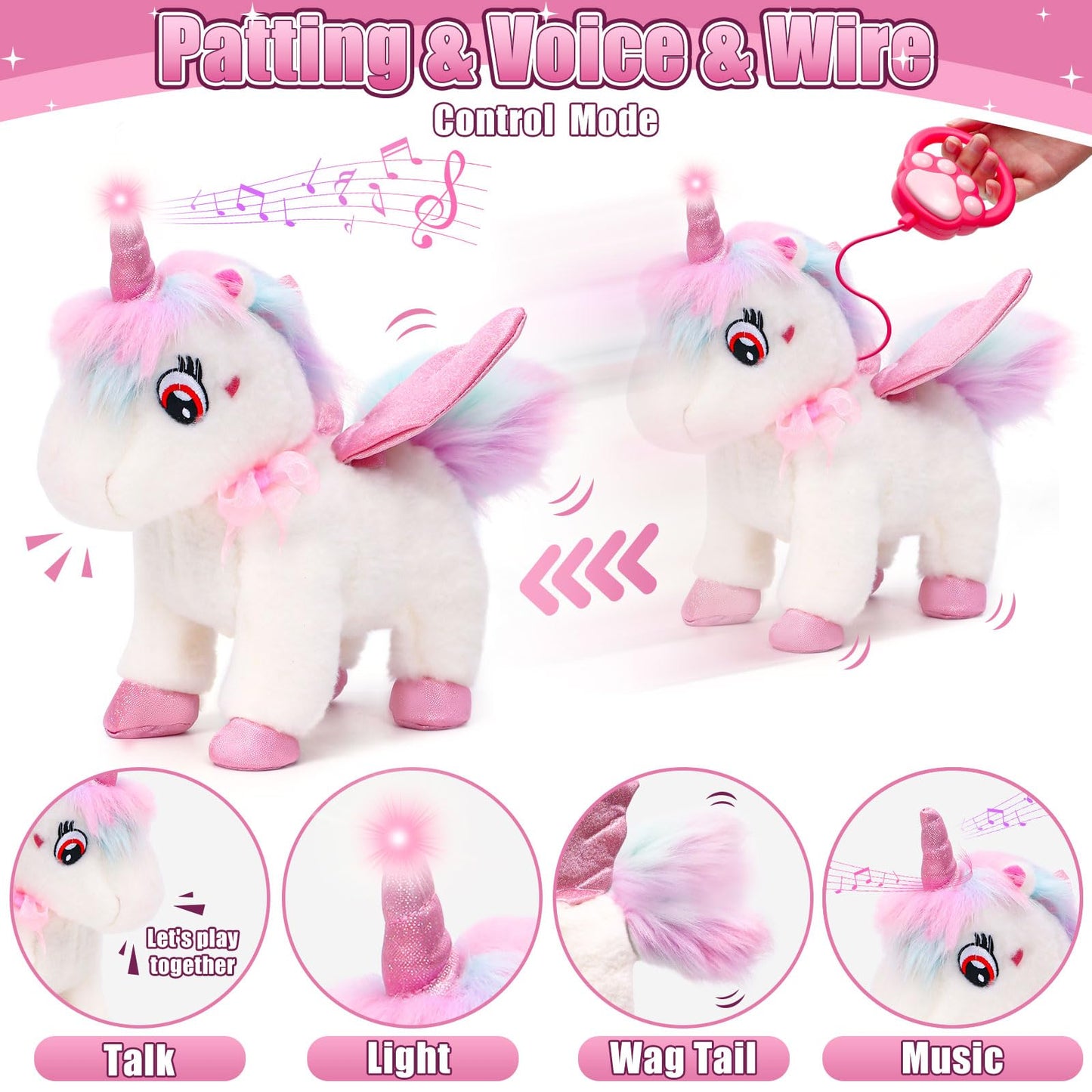 TUZT Walking Talking Remote Control Unicorn Toy for Girls 4-6
