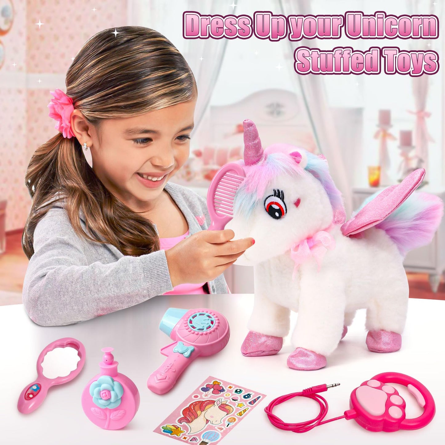TUZT Walking Talking Remote Control Unicorn Toy for Girls 4-6