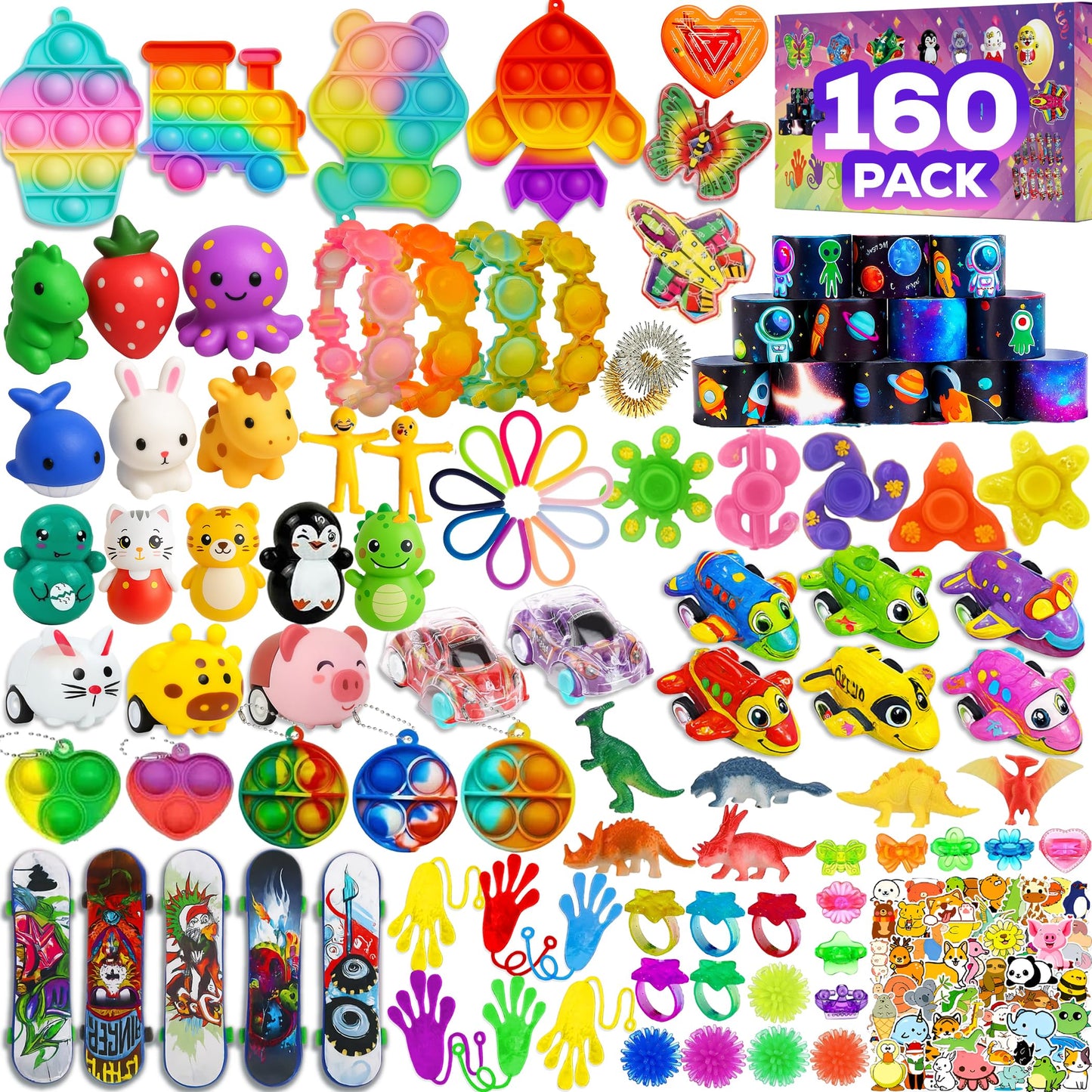 TwCare 160 Pcs Fidget Toys Pack – Random Sensory Set for Kids & Adults