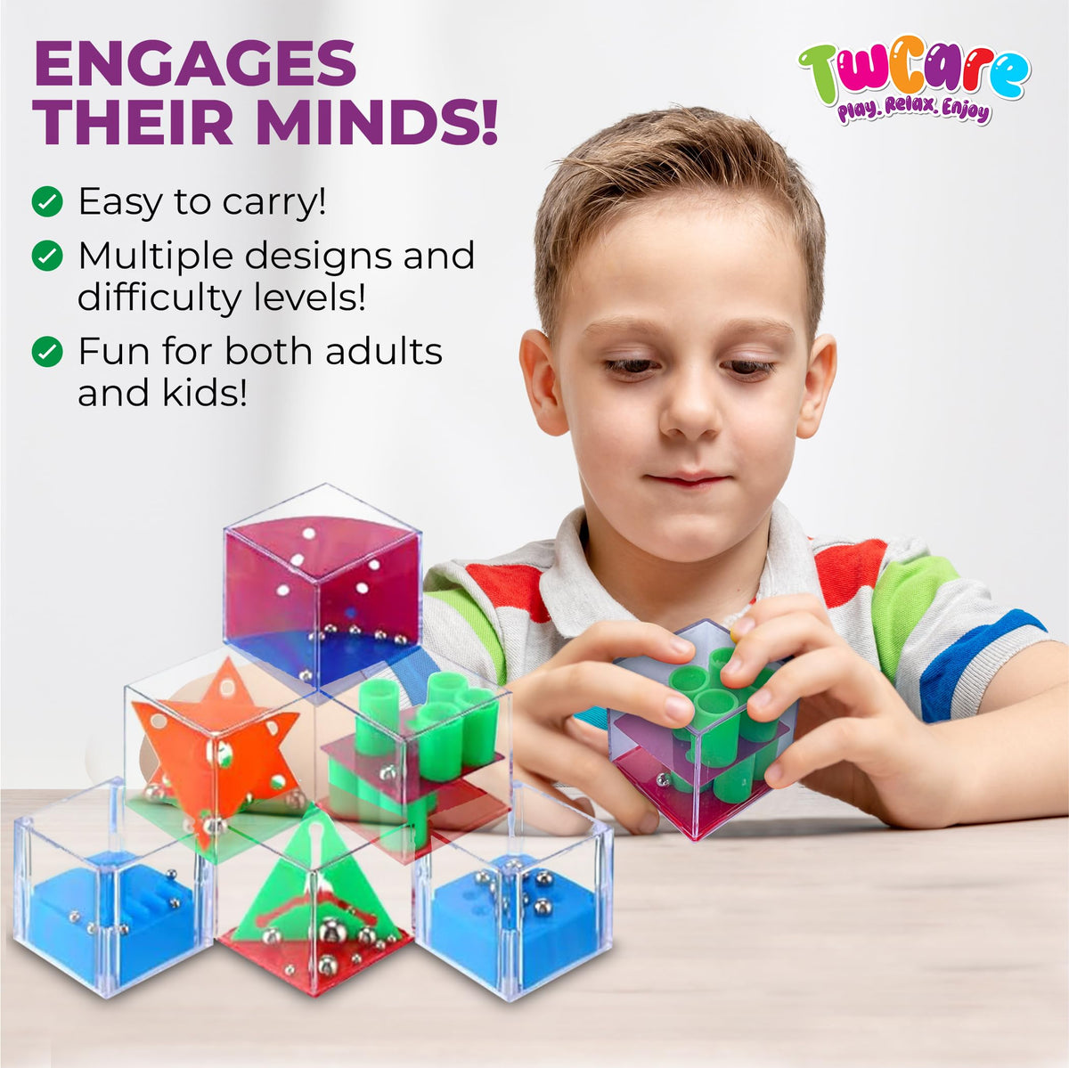 TwCare Brain Teaser Puzzle Cubes – 24 Pack Party Favors & Fidget Toys